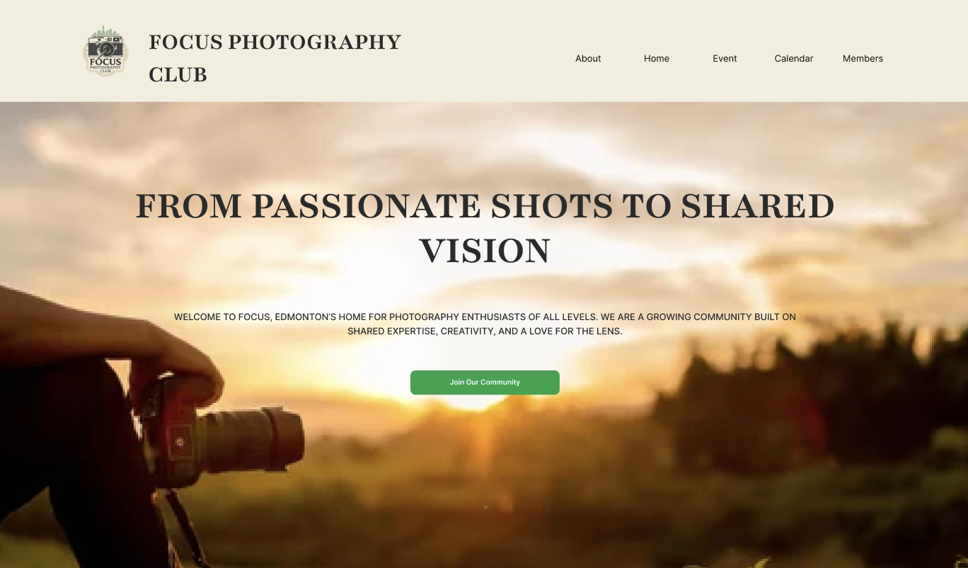 Focus Photography Club website design